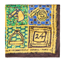 Hermes Le Boubou H Scarf, Silk, Yellow/Brown/Blue, MIF, B, 3*