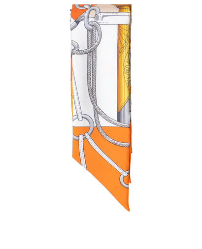 Hermes Cliquetis Twilly, £120, Accessories, Orange/White, Silk, Front view