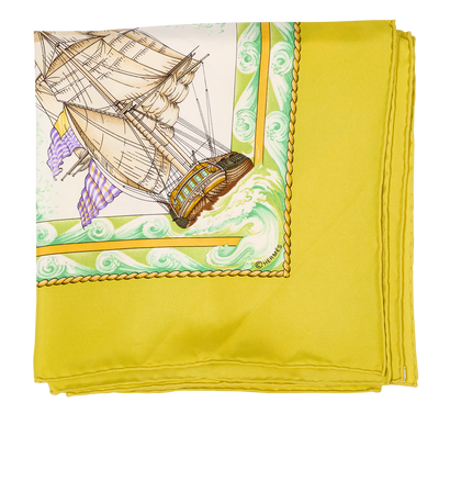 Hermes Vive Le Vent Scarf 90, &pound;320, Accessories, White/Yellow, Silk, Front view