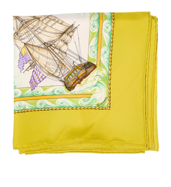 Hermes Vive Le Vent Scarf 90, Silk, Yellow/White, MIF, B, 3*