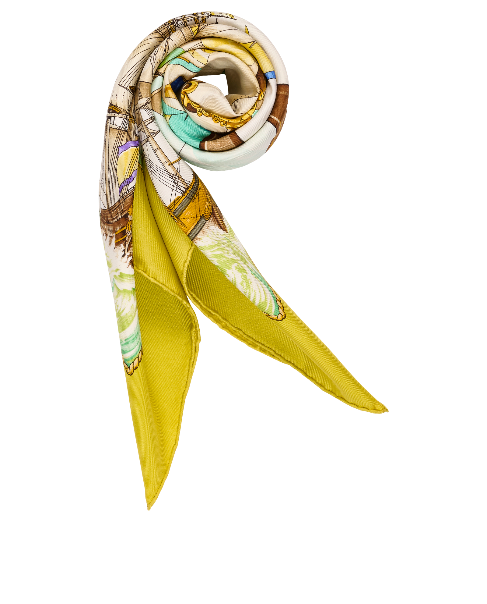 Hermes Vive Le Vent Scarf 90, &pound;320, Accessories, White/Yellow, Silk, Other view