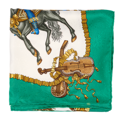 Hermes Les Fetes Du Roi Soleil Scarf 90, Silk, White/Green, MIF, B, 2*