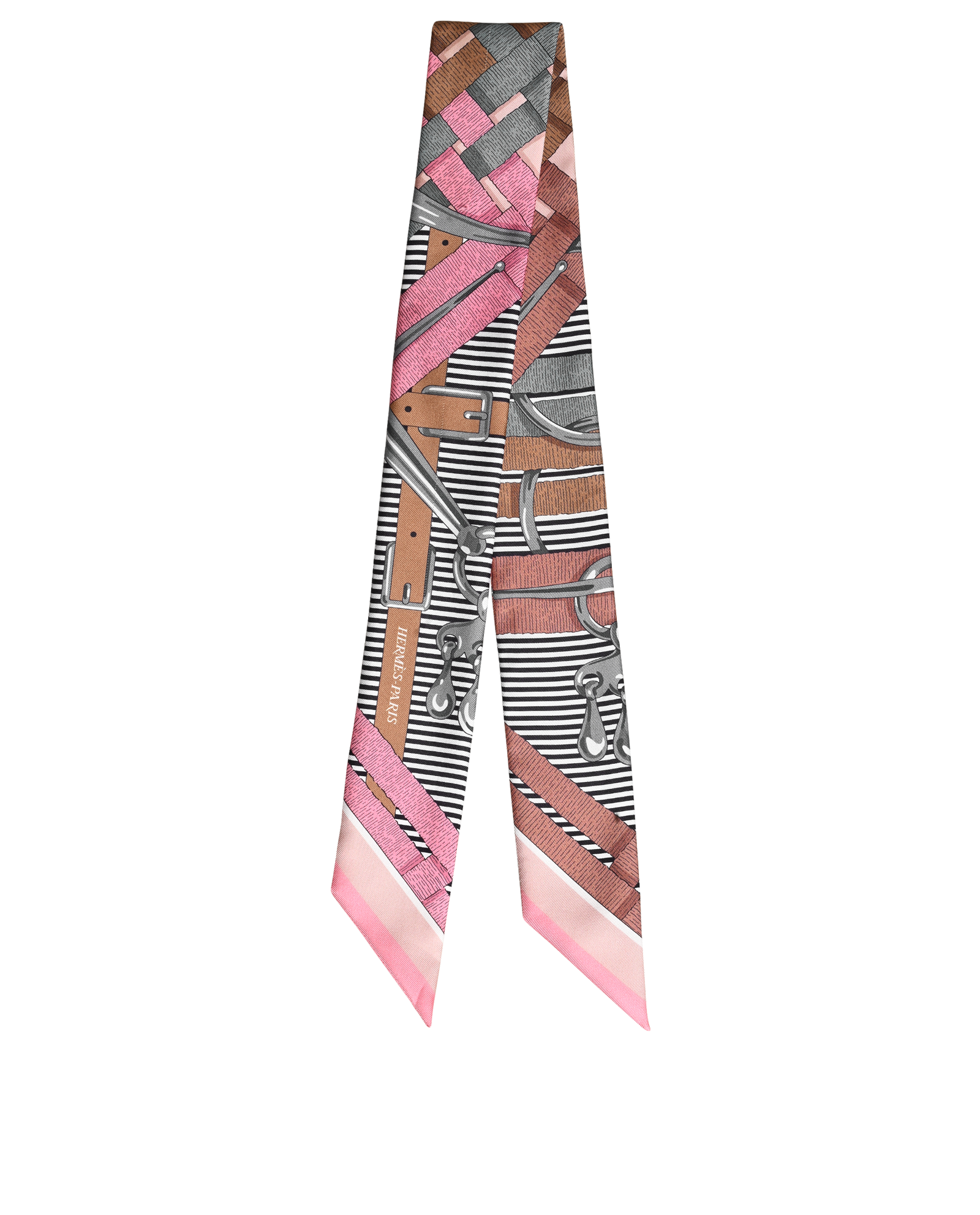 Hermes Mors a Jouets Chemise Twilly, &pound;110, Accessories, Grey/Pink/White, Silk, Back view