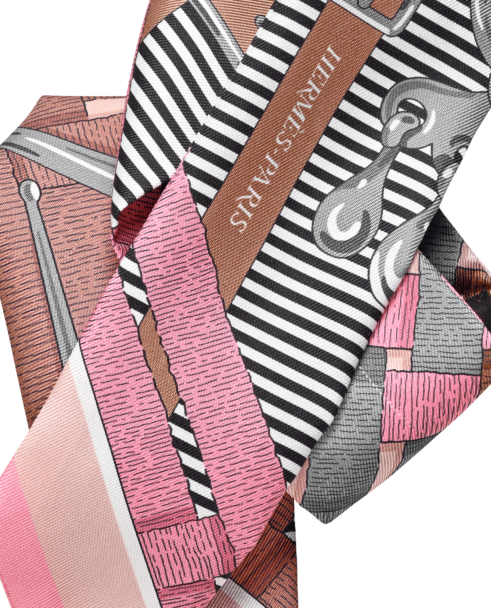 Hermes Mors a Jouets Chemise Twilly, &pound;110, Accessories, Grey/Pink/White, Silk, Other view