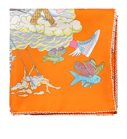 Hermes Sur Mon Nuage Carre 90, Silk, Orange, B, 1*