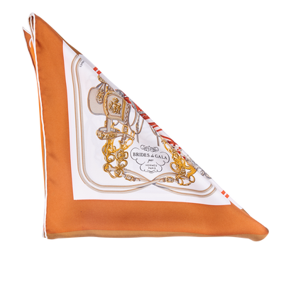 Hermes Brides de Gala Giant Triangle Scarf, &pound;250, Accessories, Brown/Orange, Silk, Front view