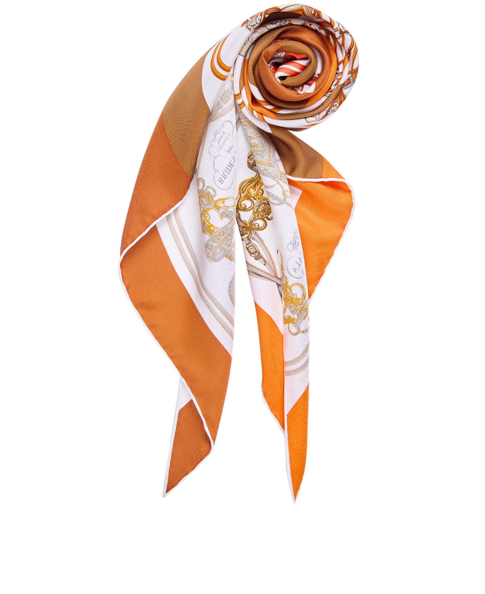 Hermes Brides de Gala Giant Triangle Scarf, &pound;250, Accessories, Brown/Orange, Silk, Other view