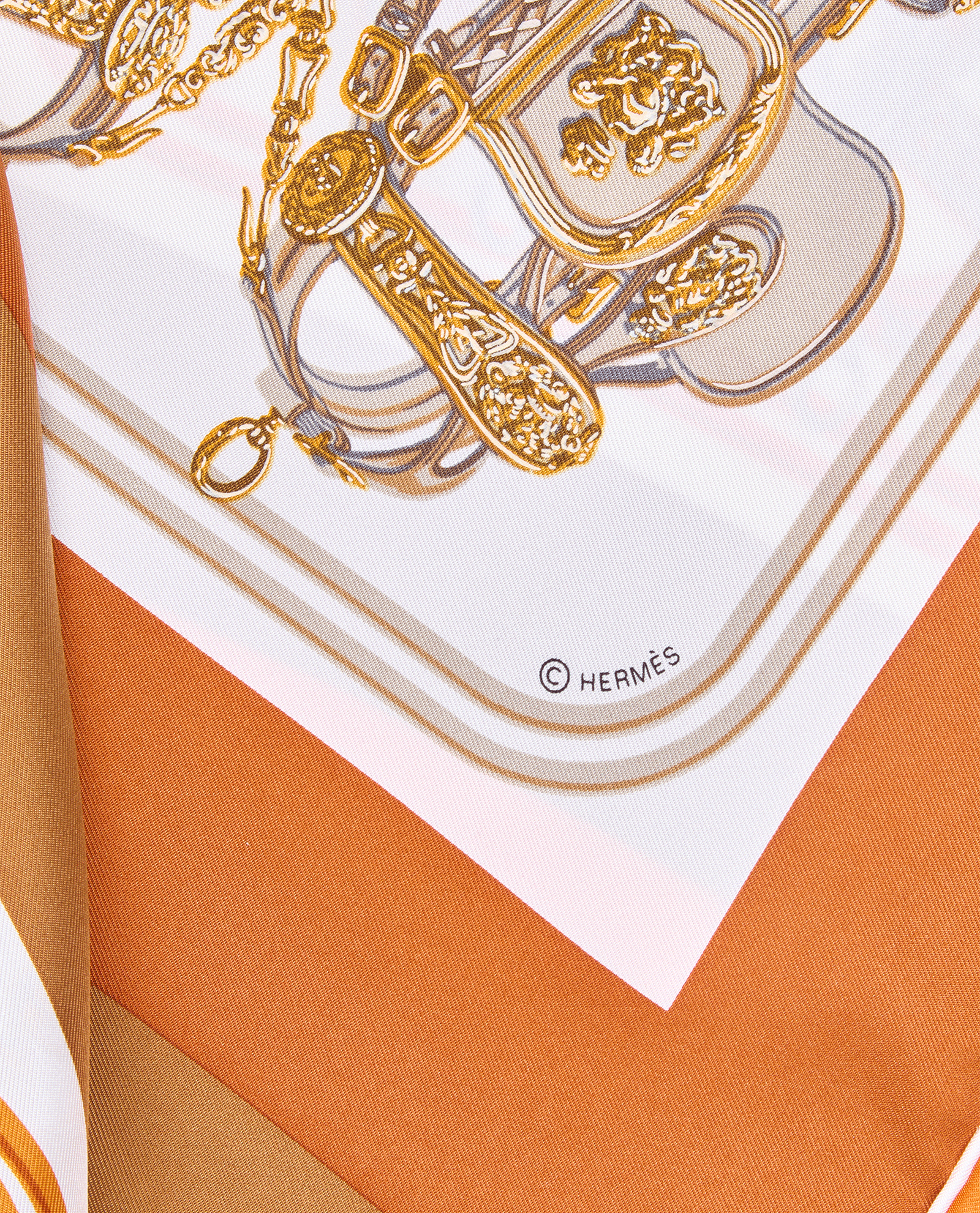 Hermes Brides de Gala Giant Triangle Scarf, &pound;250, Accessories, Brown/Orange, Silk, Other view