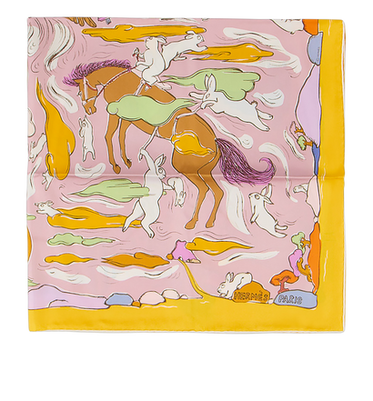 Hermes Mille Et Un Lapins Scarf 90, front view