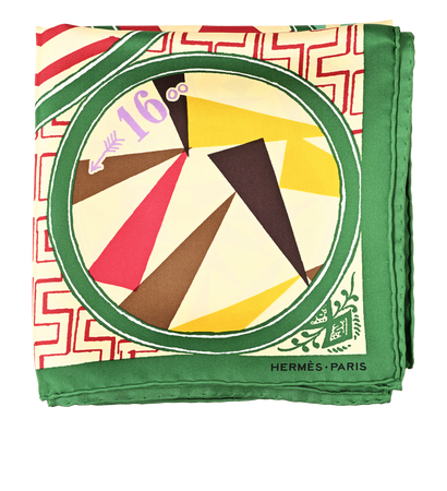 Hermes Jeu de Soie Scarf, £310, Accessories, Green/Red, Silk, Front view
