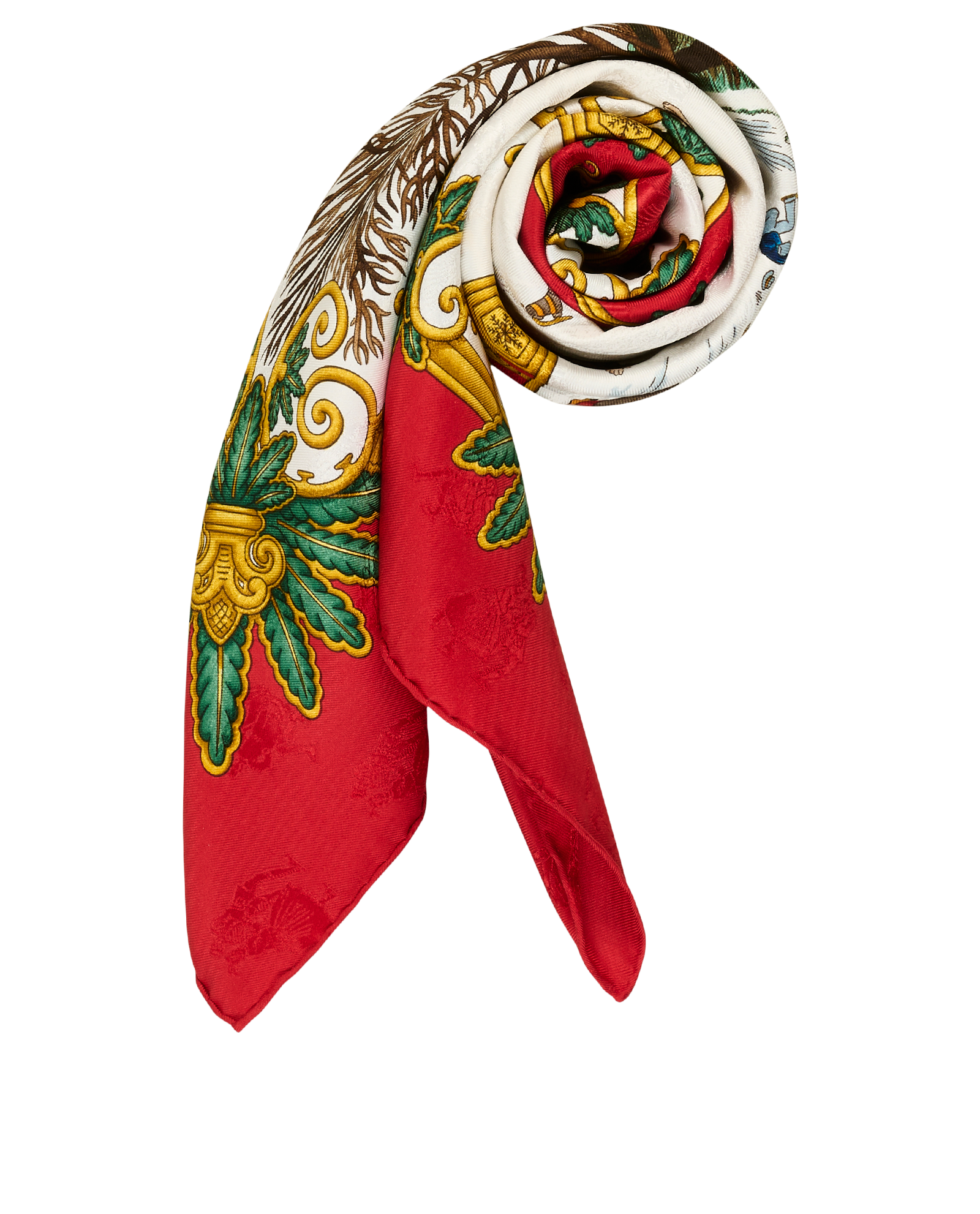 Hermes Joies D'Hiver Scarf 90, &pound;320, Accessories, Gold/Red/White, Silk, Other view