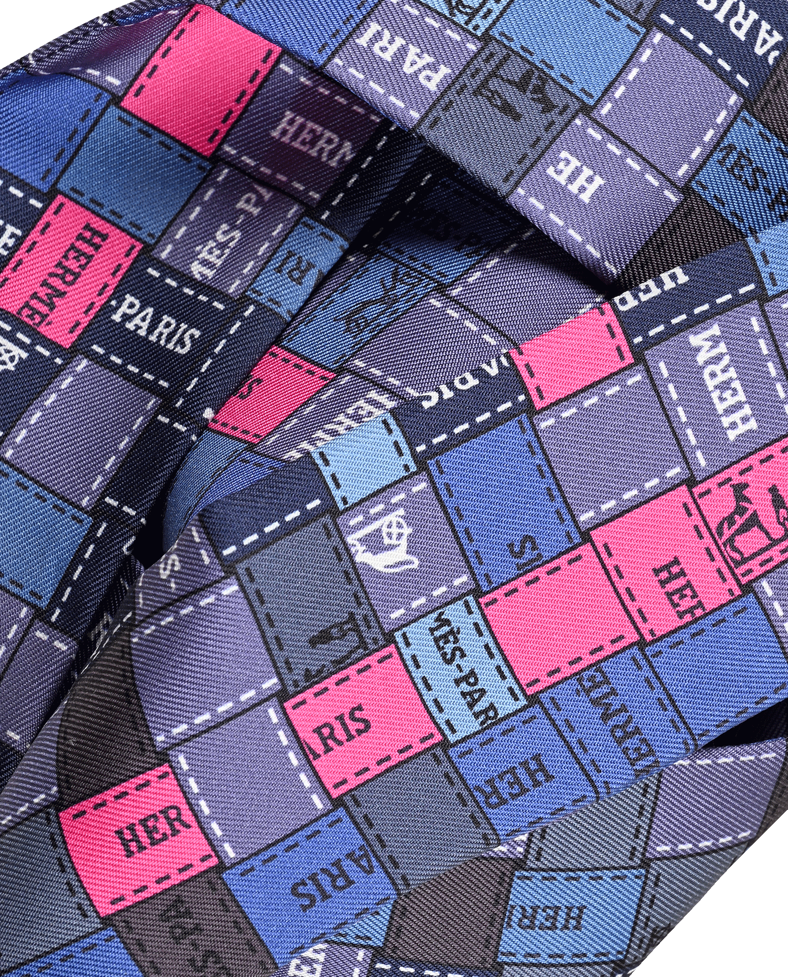 Hermes Bolduc Au Carre Twilly, &pound;110, Accessories, Blue/Grey/Pink, Silk, Other view