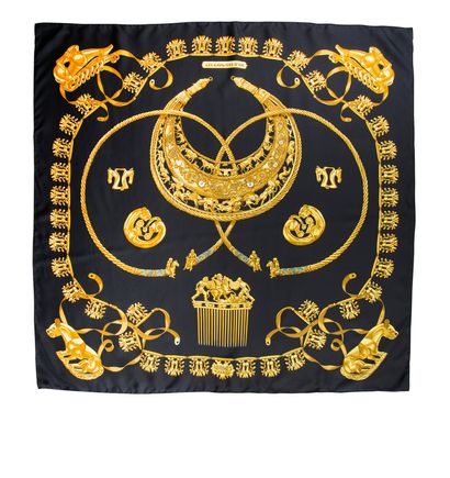 Hermes Les Cavaliers D'Or Scarf, front view