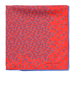 Hermes New Gavroche Pocket Square, Silk, Red/Blue, MIF, 3*