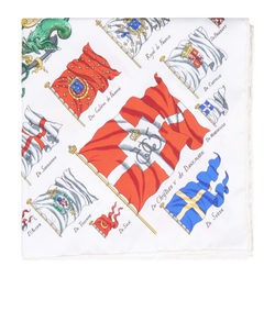 Hermes Pavois Pocket Square, Silk, White/Multi, MIF, B, 2*