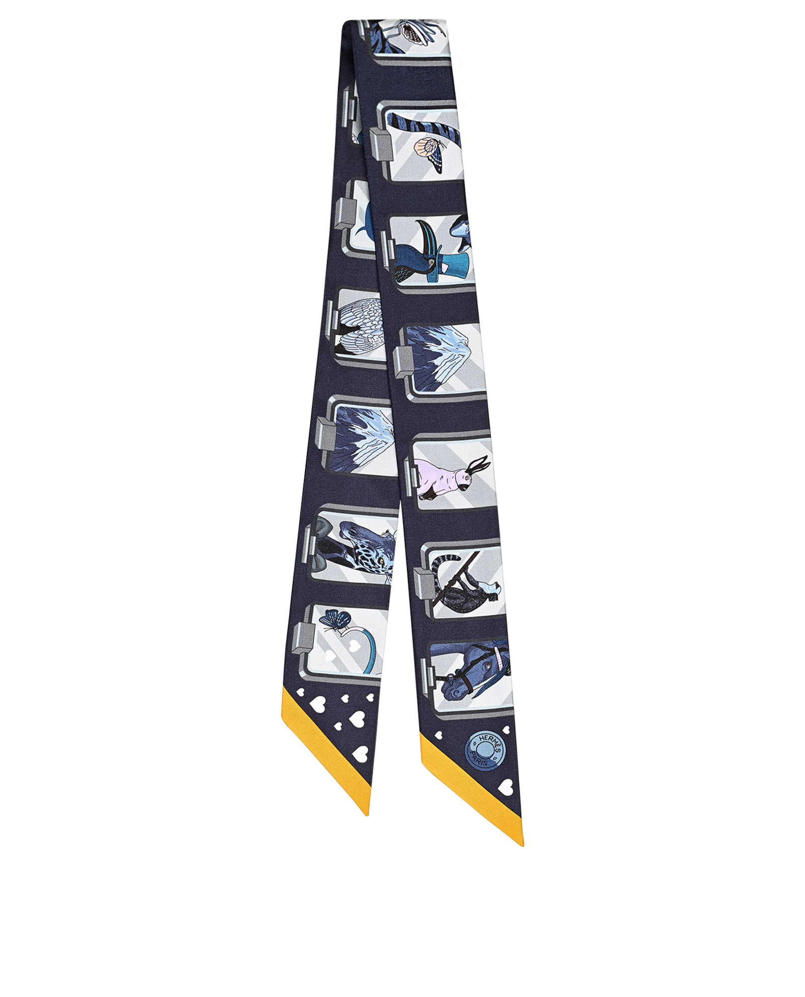 Hermes Story Twilly, &pound;120, Accessories, Navy, Silk, Back view