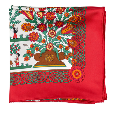 Hermes Decoupages Scarf, &pound;275, Accessories, Green/Red, Silk, Front view