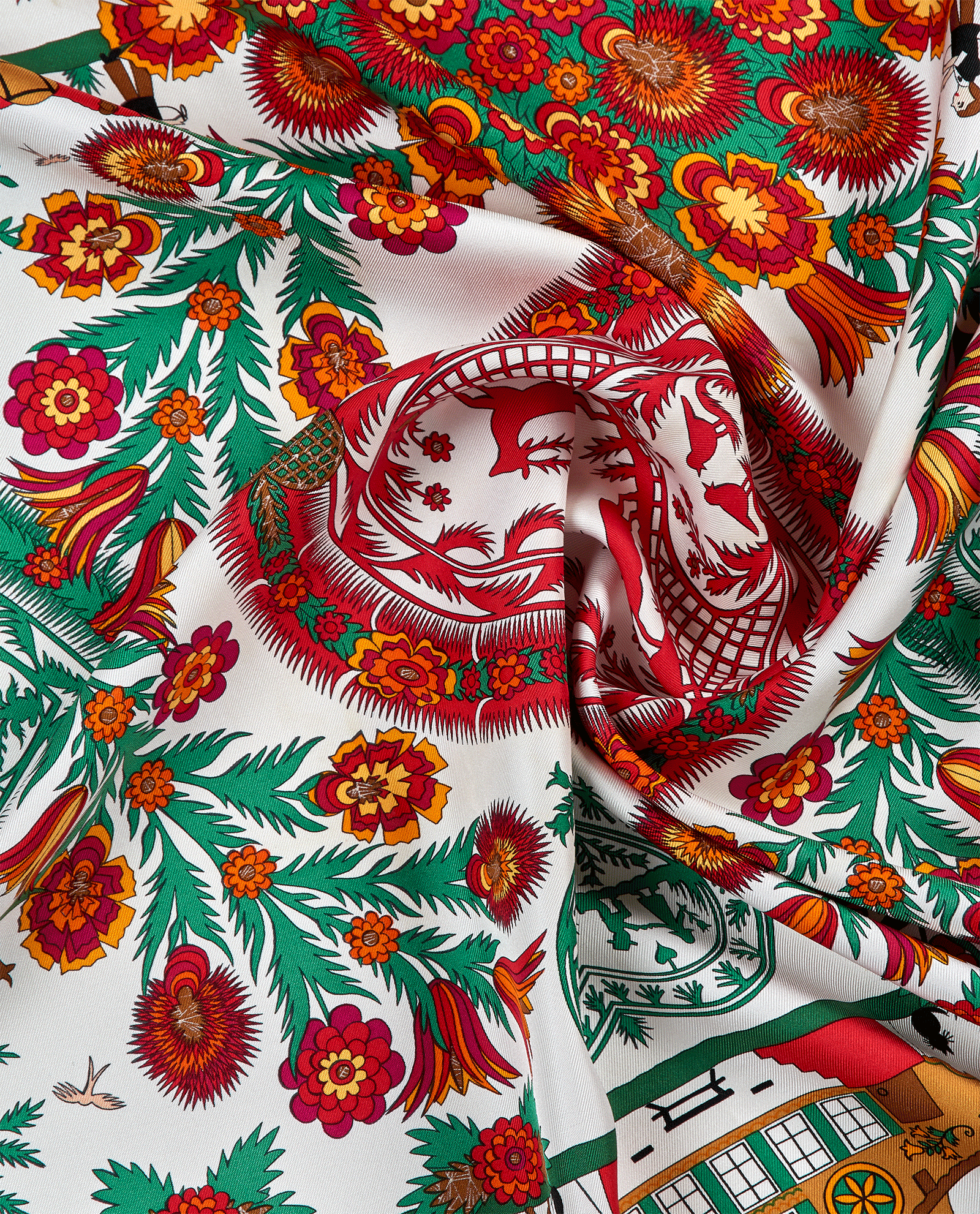 Hermes Decoupages Scarf, &pound;275, Accessories, Green/Red, Silk, Other view