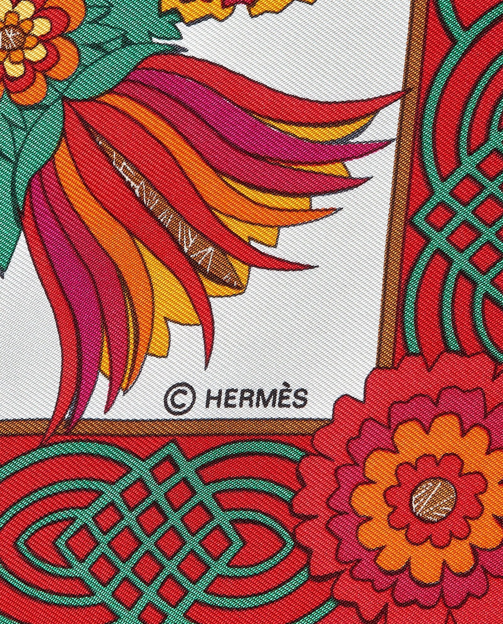 Hermes Decoupages Scarf, &pound;275, Accessories, Green/Red, Silk, Other view