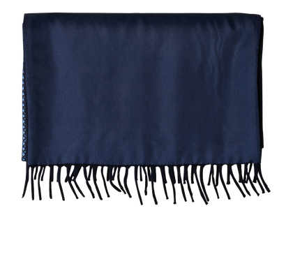 Hermes Fringed Scarf, £220, Accessories, Blue, Cashmere/Silk, Front view