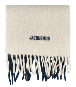 Jacquemus L'Echarpe Moisson Scarf, Alpaca/Poly, Blue/White, MII, 3*