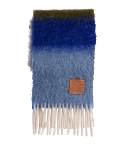 Loewe Fringed Scarf, Mohair, Blue/Green, 3*