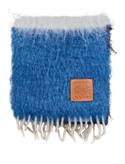 Loewe Anagram-Patch Striped Scarf, Mohair/Wool, Blue, MIS, 3*