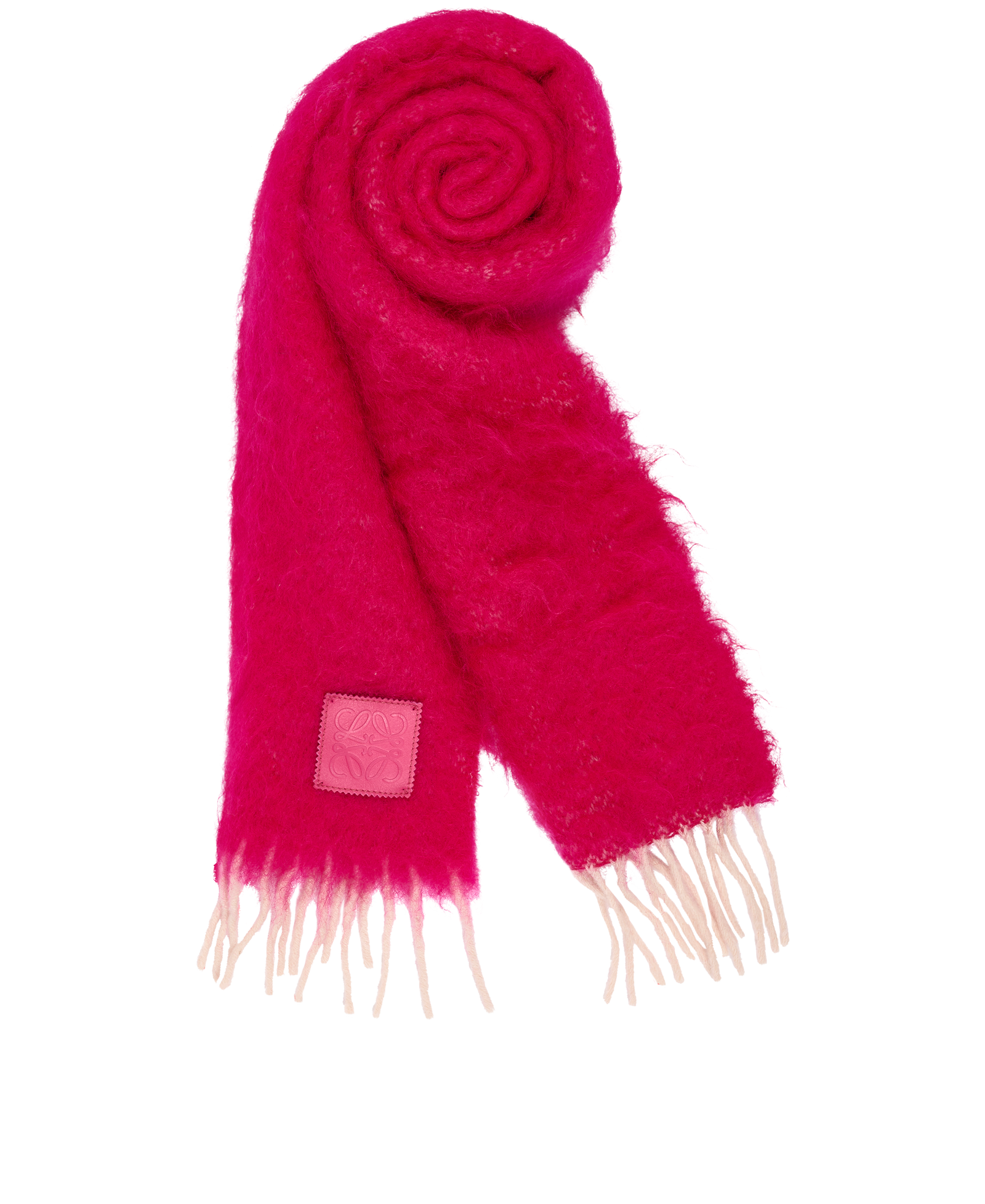 Loewe Anagram Fringed Scarf, &pound;175, Accessories, Pink, Mohair/Wool, Other view