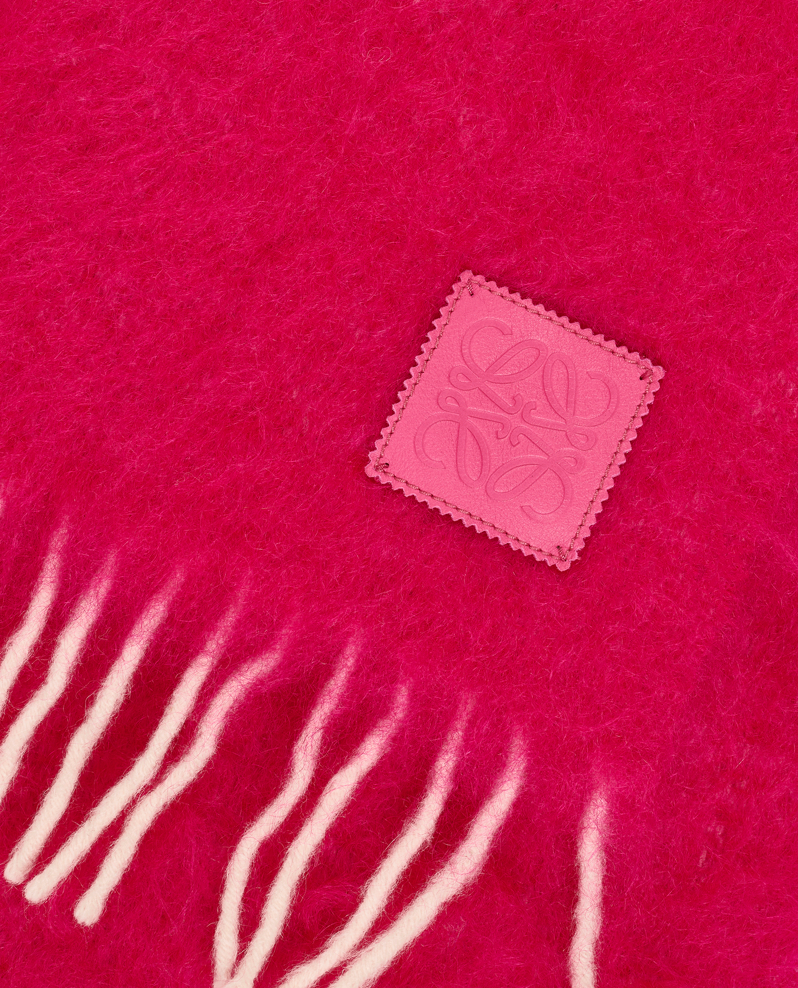 Loewe Anagram Fringed Scarf, &pound;175, Accessories, Pink, Mohair/Wool, Other view