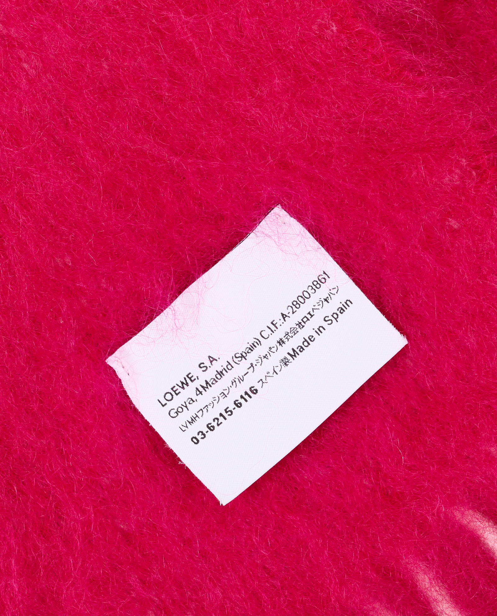 Loewe Anagram Fringed Scarf, &pound;175, Accessories, Pink, Mohair/Wool, Other view