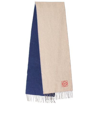 Loewe Bicolor Anagram Scarf, &pound;110, Accessories, Beige/Blue, Wool, Front view
