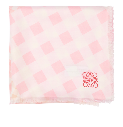 Loewe Logo Print Scarf, &pound;180, Accessories, Pink/White, Silk, Front view