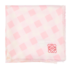 Loewe Logo Print Scarf, Silk, Pink/White, MII, 3*