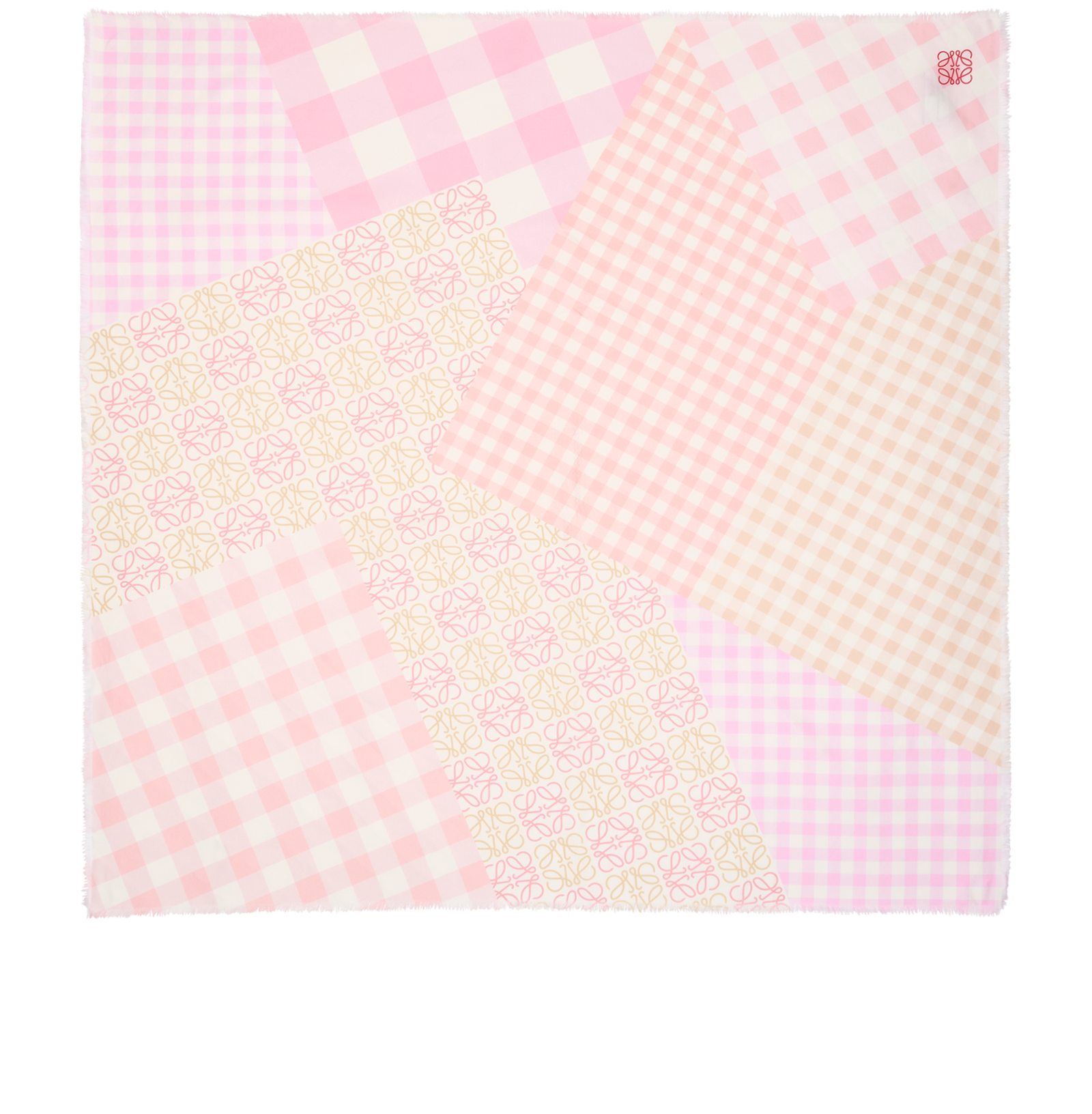 Loewe Logo Print Scarf, &pound;180, Accessories, Pink/White, Silk, Back view