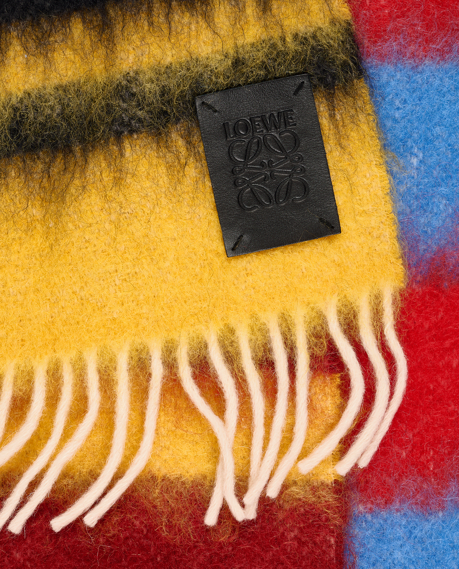 Loewe Mohair Scarf, &pound;175, Accessories, Blue/Red/Yellow, Mohair/Wool, Other view