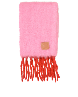 Loewe Long Fringed Scarf, Mohair, Red/Pink, 3*