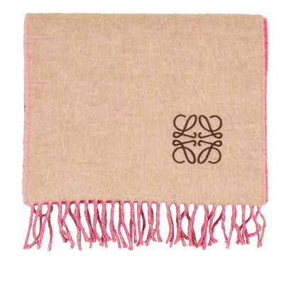Loewe Anagram Scarf, &pound;180, Accessories, Beige/Pink, Wool, Front view
