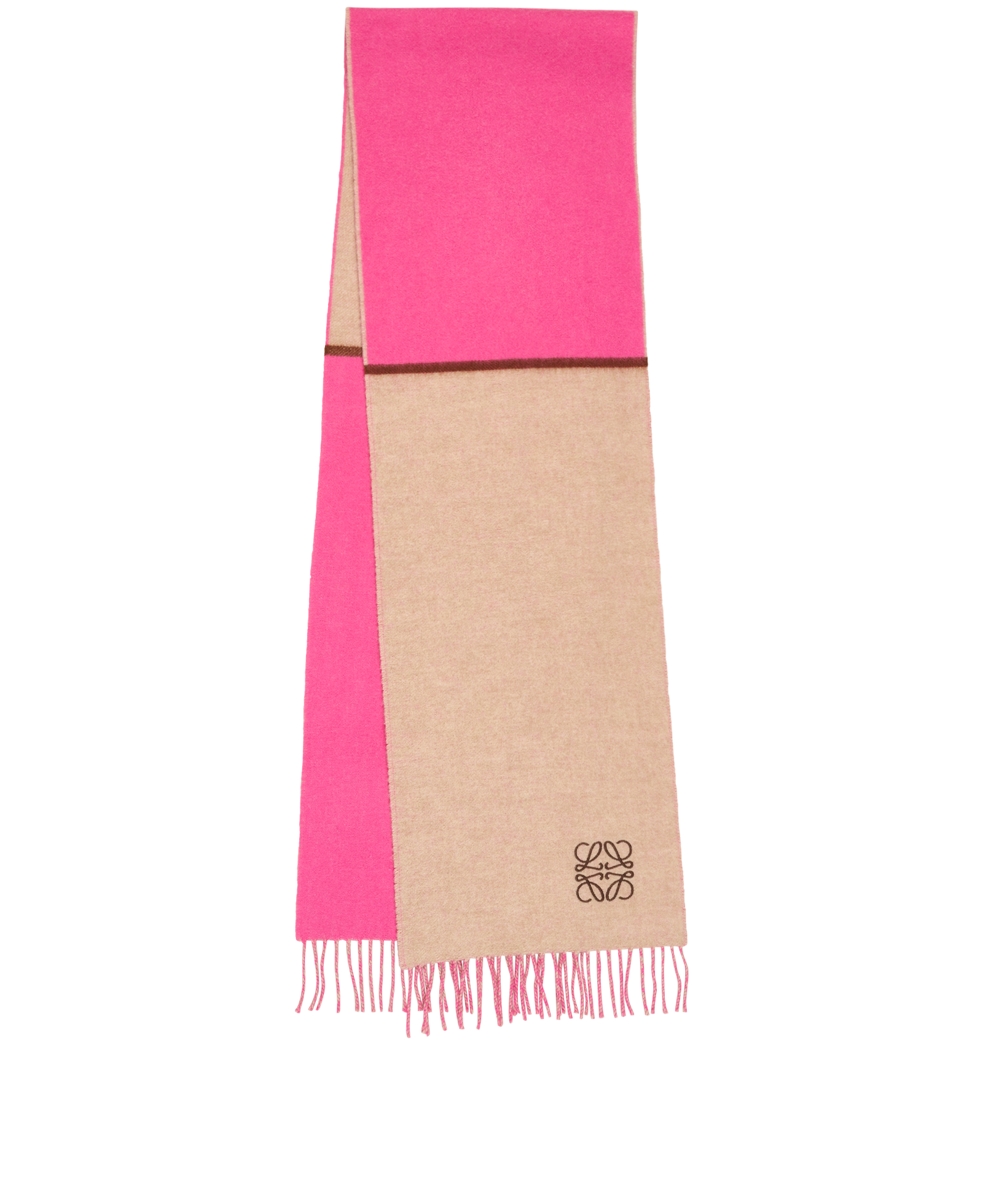 Loewe Anagram Scarf, &pound;180, Accessories, Beige/Pink, Wool, Back view