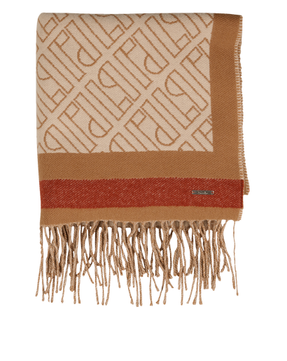 Loro Piana Monogram Scarf, &pound;375, Accessories, Brown, Cashmere, Front view