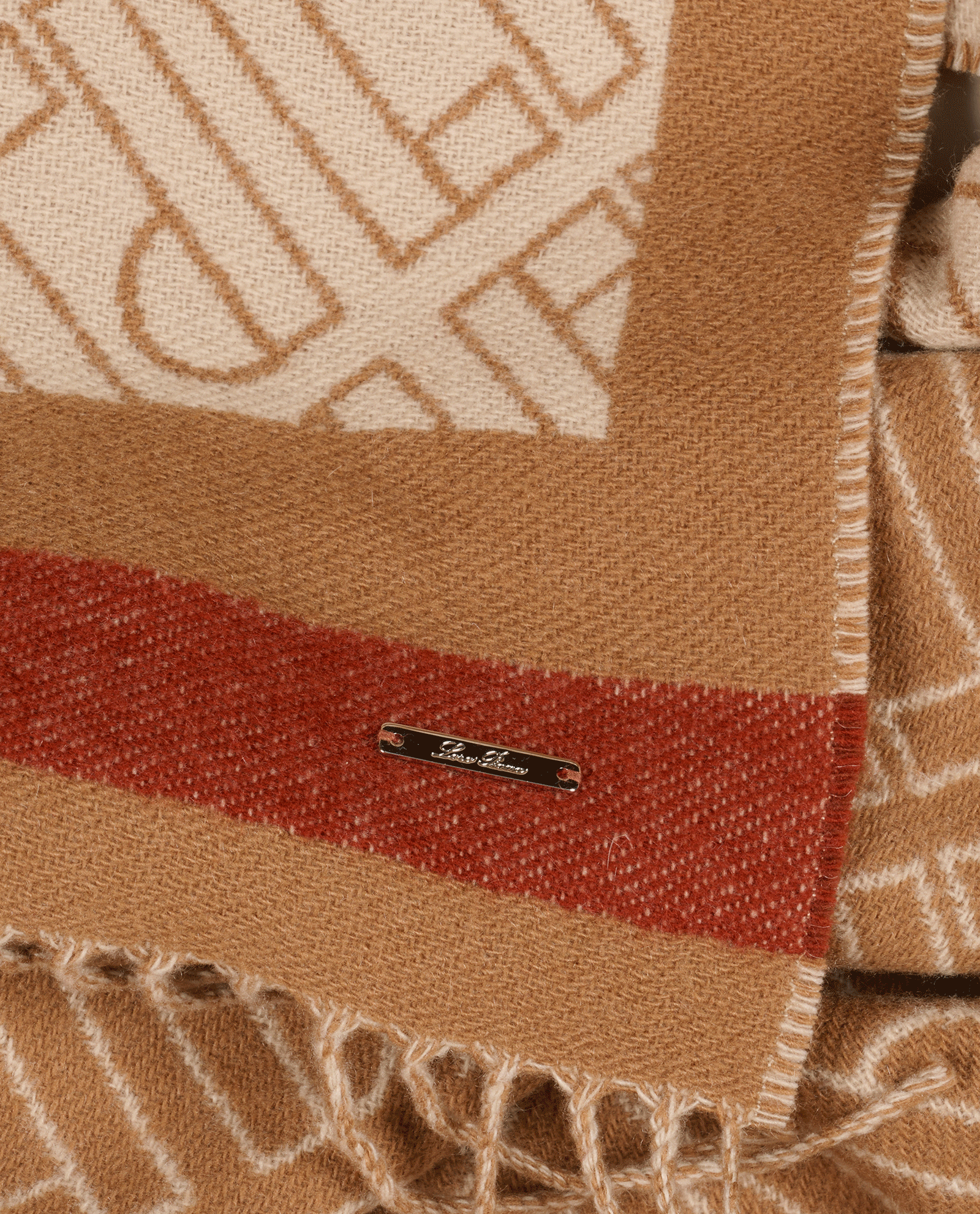 Loro Piana Monogram Scarf, &pound;375, Accessories, Brown, Cashmere, Other view