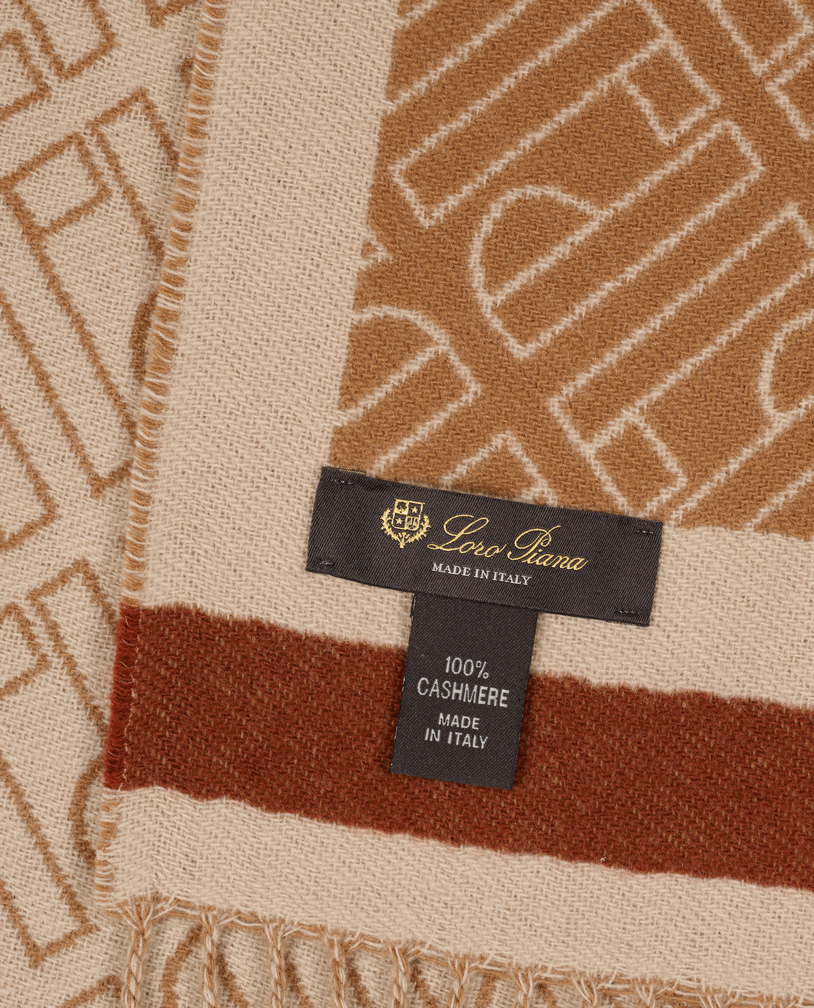 Loro Piana Monogram Scarf, &pound;375, Accessories, Brown, Cashmere, Other view