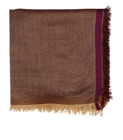 Loro Piana Raw-Trim Square Scarf, &pound;90, Accessories, Brown, Cashmere/Silk, Front view