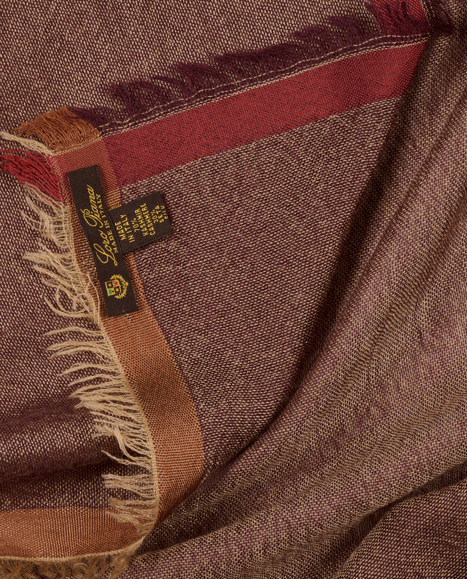 Loro Piana Raw-Trim Square Scarf, &pound;90, Accessories, Brown, Cashmere/Silk, Other view