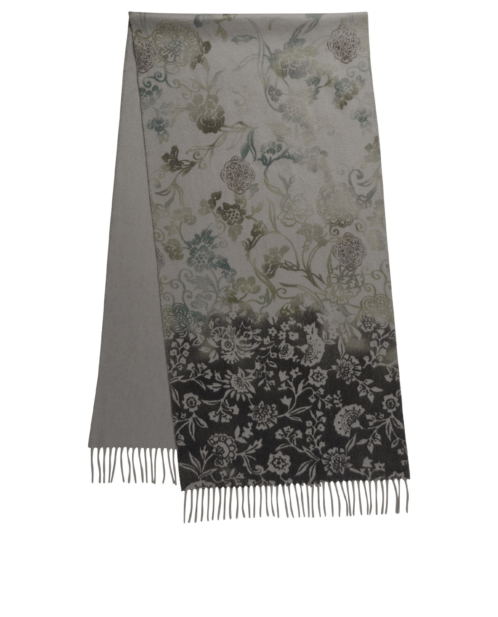 Loro Piana Floral Print Scarf, &pound;195, Accessories, Grey, Cashmere, Back view