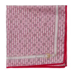 Louis Vuitton Monogram & Stripe Bandana Square 55,Cotton,Pink/White,B, 3*