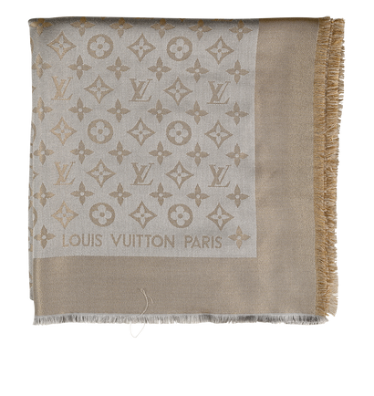 Louis Vuitton Monogram Shawl Scarf, &pound;320, Accessories, Gold/Grey, Silk, Front view