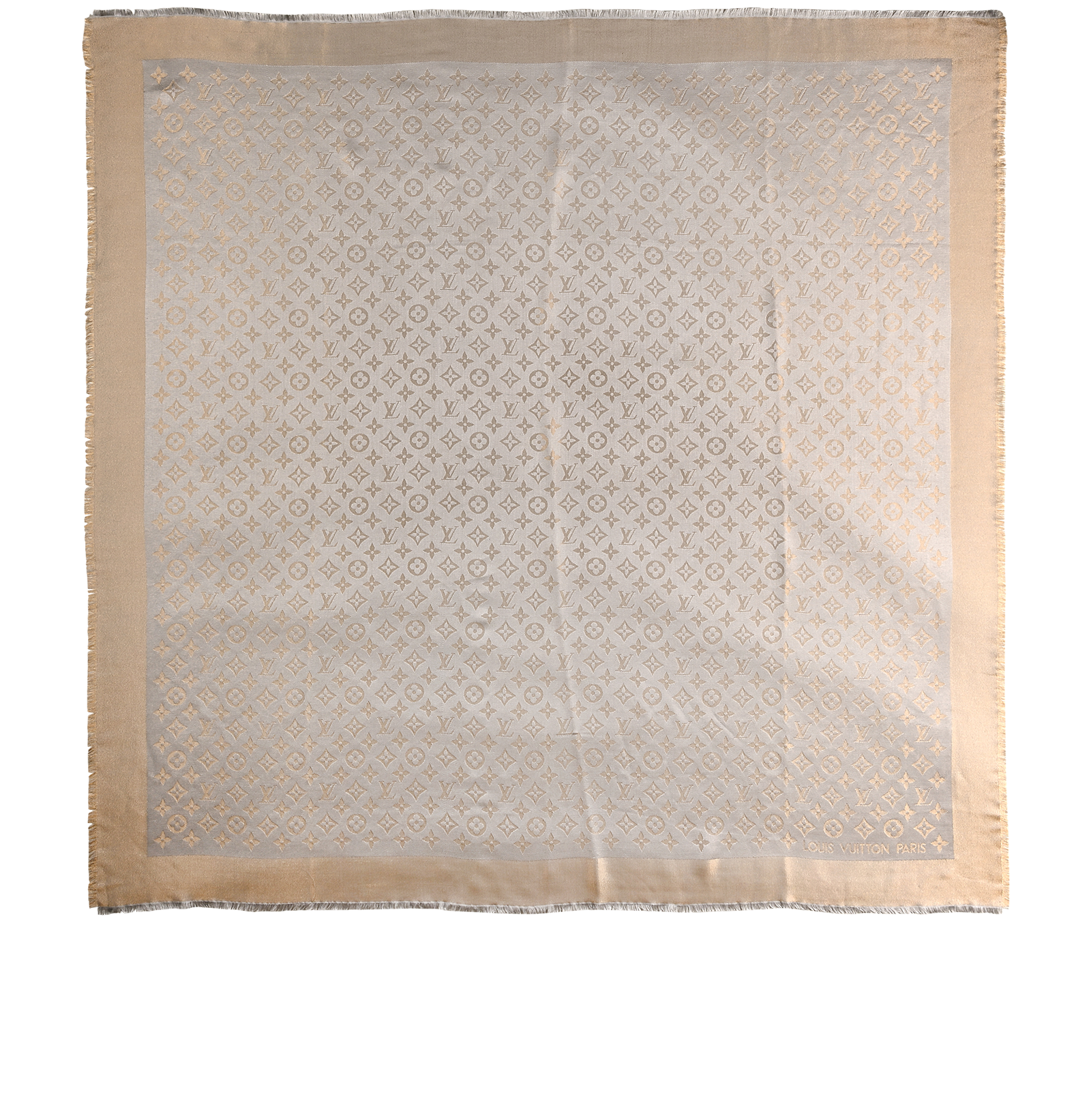 Louis Vuitton Monogram Shawl Scarf, &pound;320, Accessories, Gold/Grey, Silk, Back view