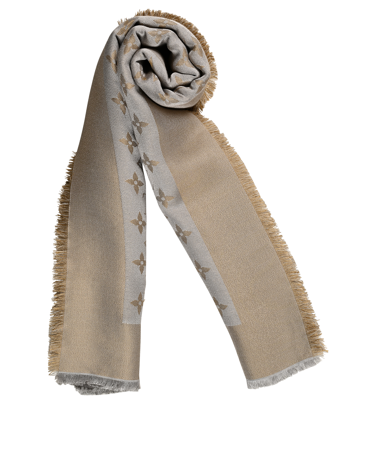 Louis Vuitton Monogram Shawl Scarf, &pound;320, Accessories, Gold/Grey, Silk, Other view