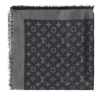 Louis Vuitton Monogram Scarf, &pound;320, Accessories, Navy, Silk, Front view