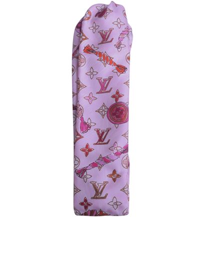 Louis Vuitton Candy Twilly, &pound;120, Accessories, Gold/Pink, Silk, Front view